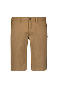 Shorts: Short Chino Garment Dyed Twill Stretch - Khaki