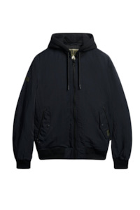 Jackets Vests 1: Military Hooded Ma1 Jacket - Jet Black