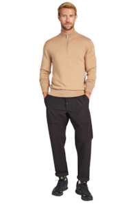Knitwear Sweaters: Academy Merino 1/4 Zip - Jersey Caramel