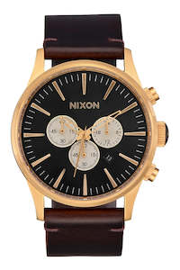 Womens Watches: Sentry Chrono Leather Watch Gold / Indigo / Brown
