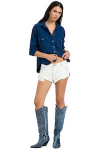 Womens Jetz: White Beauty Bandits Low Waist Denim Short
