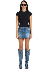 Womens Jetz Denim: Sloane Low Waist Denim Mini Skirt - Pacifica Blue