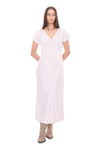 Womens Jetz Dresses: Celine Tie Back Midi Dress - Pink/Chalk