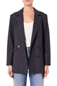Womens Jetz Jackets Vests: Tribeca Blazer Pinstripe Charcoal