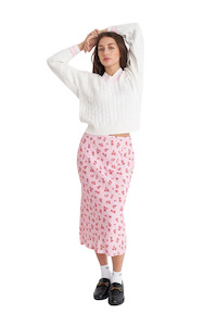 Womens Jetz Skirts Shorts: La Rosa Lila Midi Skirt - Blush Floral