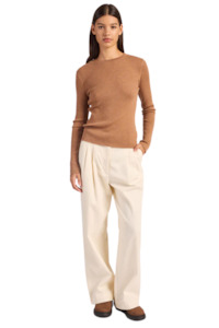Womens Jetz Sweatshirts Hoodies Knits: Isle Merino Crew - Otter Tan