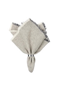 Dining Table Linen: Elouise Napkin - Off White, Black