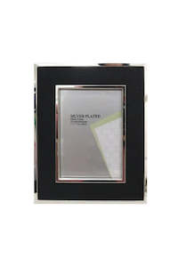 Picture Frame Silver/ Black Faux Leather