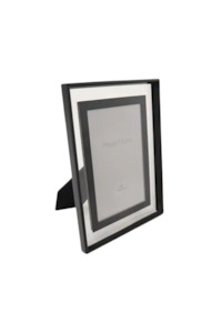 Living Clocks Frames: Picture Frame Black Polished Glass - 4x6