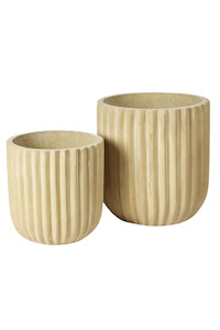 The Garden Pots Planters: Flowerpot Fiber Planter Set of 2 - Antique Beige