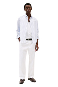 Tommy Hilfiger: Flex Regular Fit Stripe Shirt - Sweet Blue/Optic White