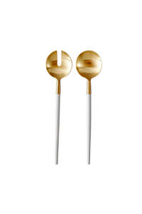 Napa Salad Server Set - Gold/White