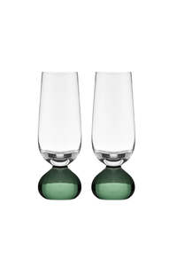 Dining Glassware: Zephyr Green 2pk Champagne Glass