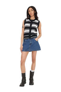 Huffer: Ziggy Stripe Vest - Black/White