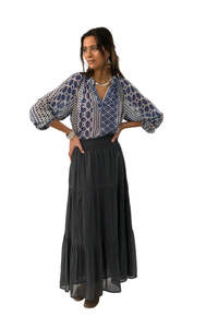 Diamond Maxi Skirt - Washed Black