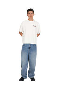 Huffer: Block Crop Tee 220/pit Stop - Chalk