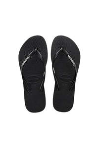 Slim Logo Pop-up Jandals - Black/White