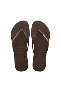 Slim Logo Pop-up Jandals - Brown/Pink