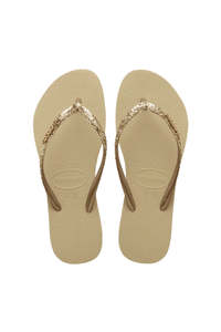 Womens Footwear: Slim Glitter II Logo Metallic - Gold