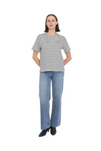 Huffer: Alfie Stripe Classic Tee - Chalk/black