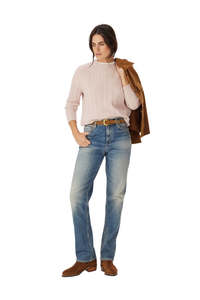 R M Williams: Seaforth Lambswool Cable Knit - Pink
