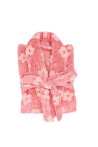 Homewares: Cosy Luxe Embossed Bath Robe - Flower Dark Pink
