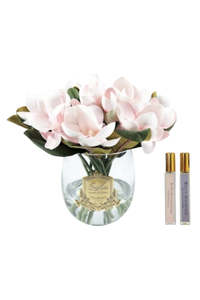 Homewares: Round Magnolia Bouquet Gold Badge - Pink