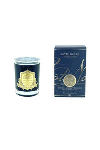 Homewares: 185g Candle Dark Vessel with Gold Badge - Eau De Vie