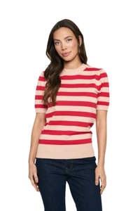 Mila SS Block Pullover - Pink Poinciana Stripe