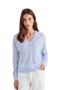 Womens: Featherlight Cashmere V-Neck - Pale Blue