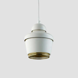 Lighting: Pendant Lamp A330 - White/Brass (Discontinued Model) - Ex Showroom