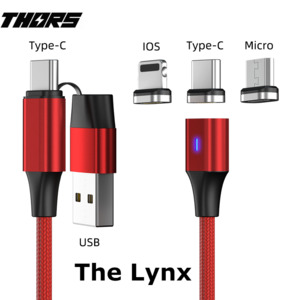 Type C Magnetic Charging Cables: The Lynx 2m - 60w Fast Charging/Data cable - 6 in 1 - Type A/Type C