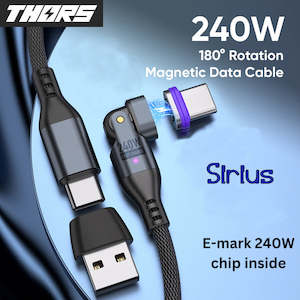 Sirius Type C. Pivot 2m - 240W Data/Charge Magnetic Cable. Fast Charging - Emark chip