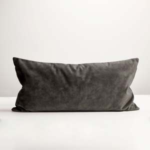 Asphalt Velvet Lumbar Cushion