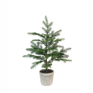 Christmas Decorations: Faux Pine Tree in Cement Pot - Small