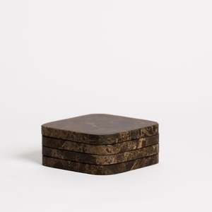 Foodie Gifts: Chocolate Marble Square Coasters - Set of 4