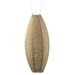 Homeware Gifts: Lantern Long Oval 20cm - Gold Paisley