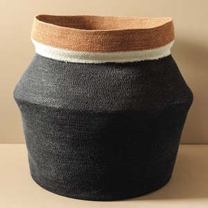 Modern Ceramic: Seagrass Tall Basket Large - Black