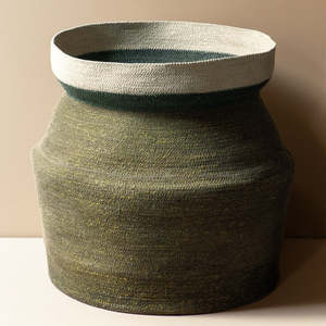 Modern Ceramic: Seagrass Tall Basket Large - Moss