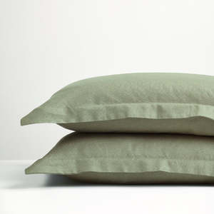 Sage Linen Pillowcases - Lodge Size