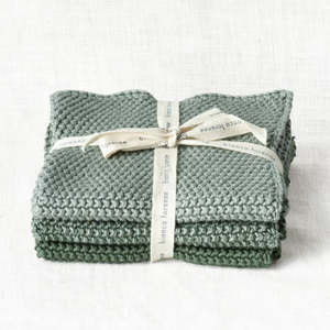 Knitted Wash Cloths - Green