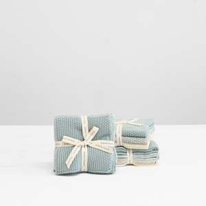 Knitted Wash Cloths - Duck Egg