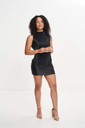 Short Dresses: SOIREE GISELE MINI (BLACK)