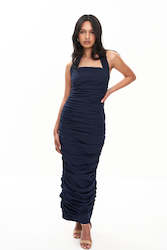 ARIEL HALTER DRESS (NAVY)