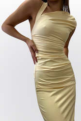 Long Dresses: GIACOMO GATHERED GOWN (BUTTER)