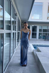 Shona Joy: LA LUNE BIAS MAXI DRESS (BLUE SMOKE)