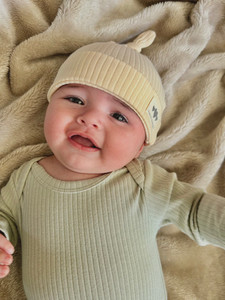 Organic Cotton Top Knot Beanie Three Sisters