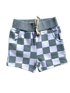 Large Check Shorts (Blue/Grey Mix) - Organic Cotton Three Sisters