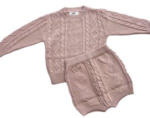Heart Knit Set (Blush) Three Sisters