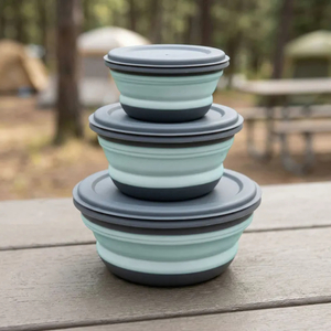 Products: 3pcs Silicone Camping Bowl with Lid